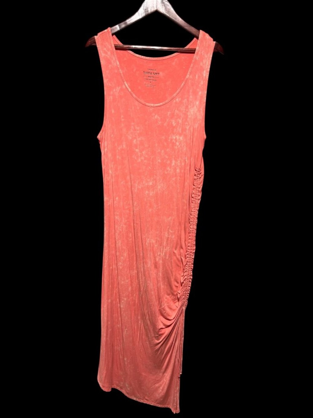 Torrid Super Soft Knits Coral Sleeveless Tank Maxi Dress Ruched Side Plus Size 1